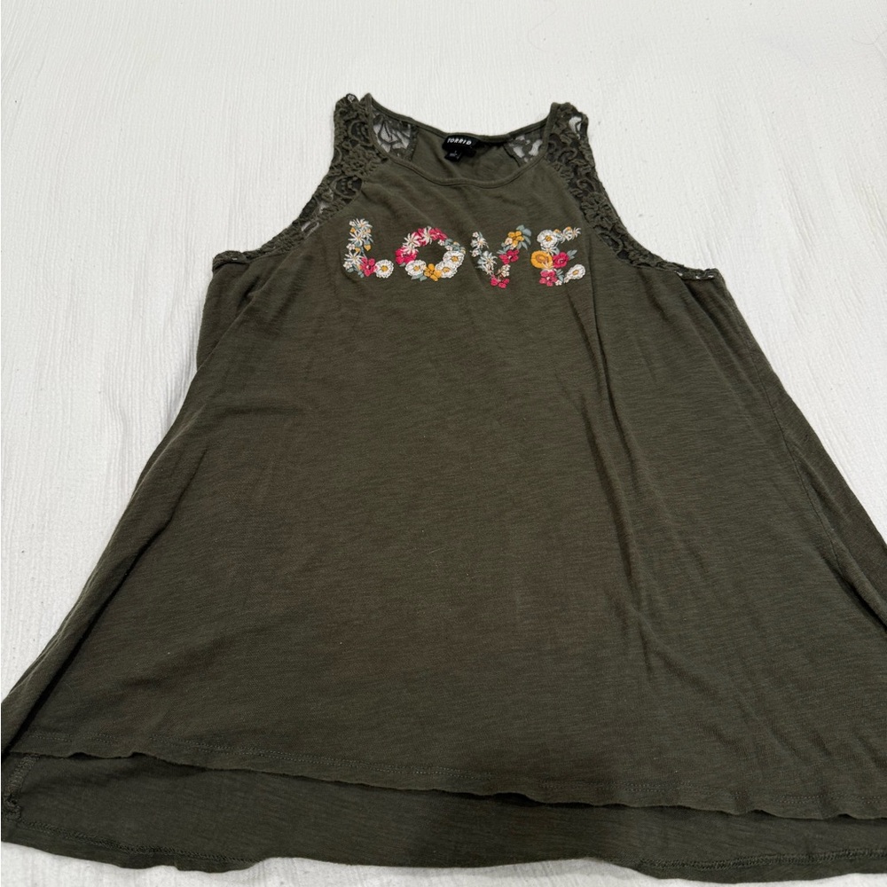 Torrid Green Sleeveless Relaxed Tank Top